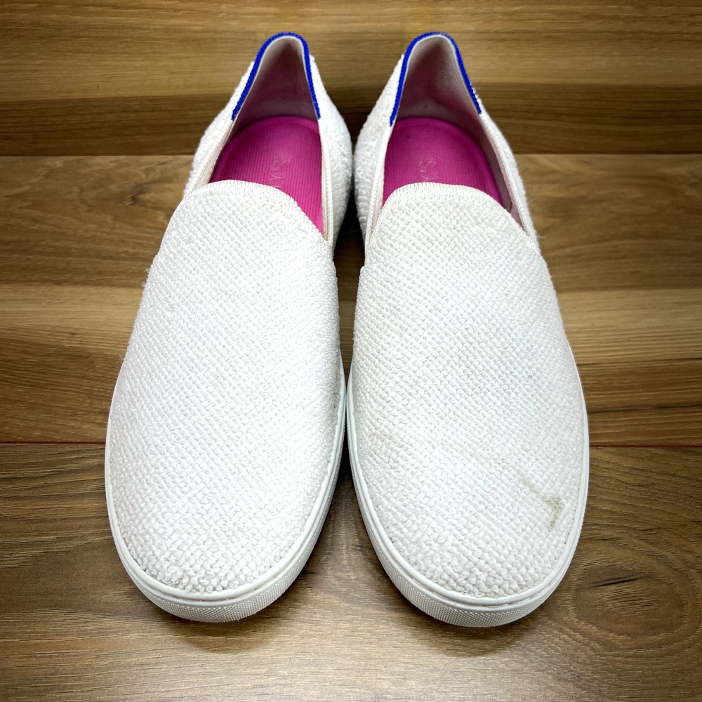 Rothys 10.5 Womens Terry White Slip On Round Toe Sneaker Flats Comfort